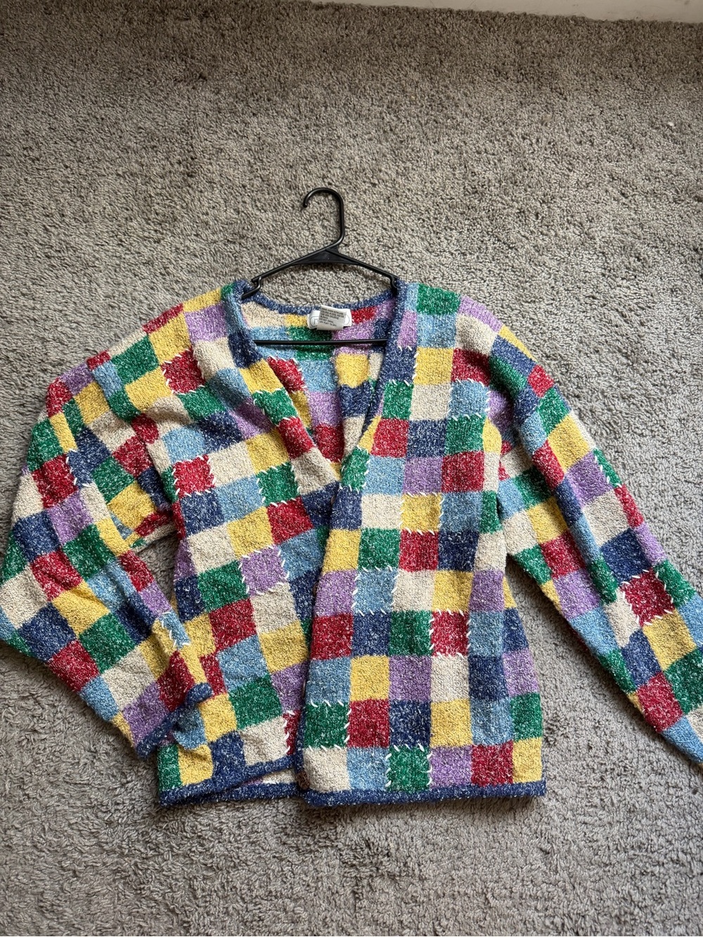Vintage 90s Cozy Multicolor Checkered Women's Sweater